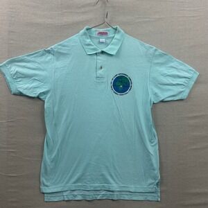 Jerzees Polo Shirt Mens Large Mint Green Boeing Honeywell Aviation Vintage USA